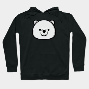 Monochromatic handpoke bear face Hoodie